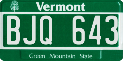 VT license plate BJQ643
