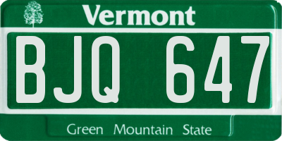 VT license plate BJQ647