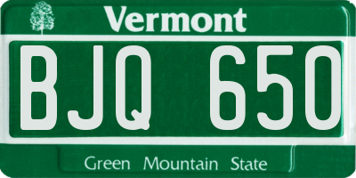 VT license plate BJQ650