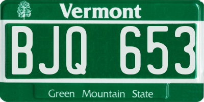 VT license plate BJQ653