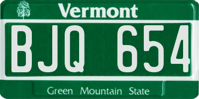 VT license plate BJQ654