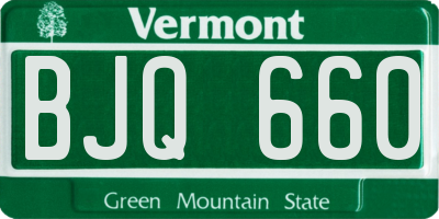 VT license plate BJQ660