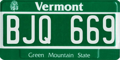 VT license plate BJQ669