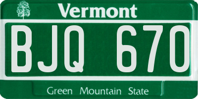 VT license plate BJQ670