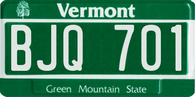 VT license plate BJQ701