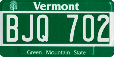 VT license plate BJQ702