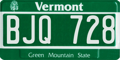 VT license plate BJQ728
