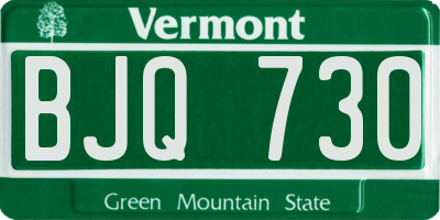 VT license plate BJQ730