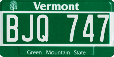 VT license plate BJQ747