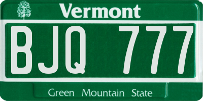 VT license plate BJQ777