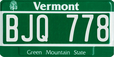 VT license plate BJQ778