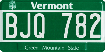 VT license plate BJQ782
