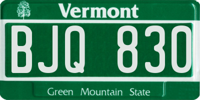 VT license plate BJQ830
