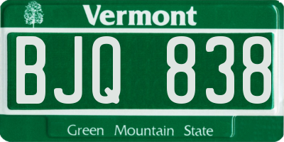 VT license plate BJQ838
