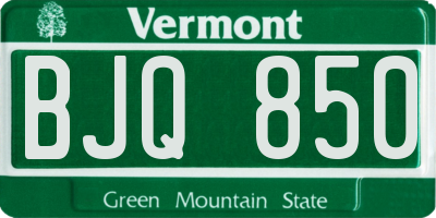 VT license plate BJQ850