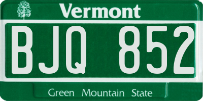 VT license plate BJQ852