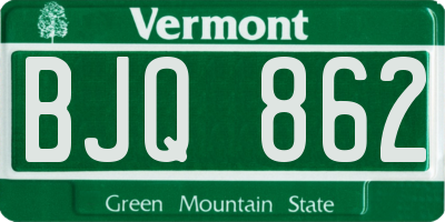 VT license plate BJQ862