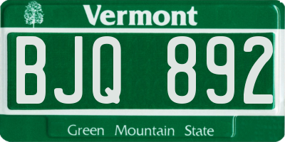 VT license plate BJQ892