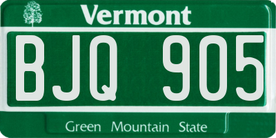 VT license plate BJQ905