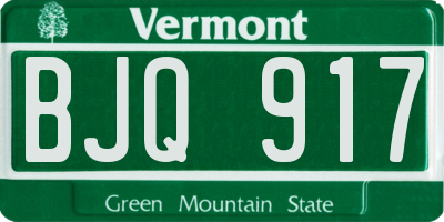 VT license plate BJQ917
