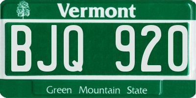 VT license plate BJQ920