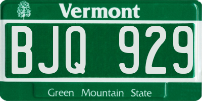 VT license plate BJQ929