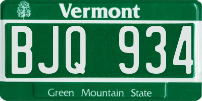 VT license plate BJQ934
