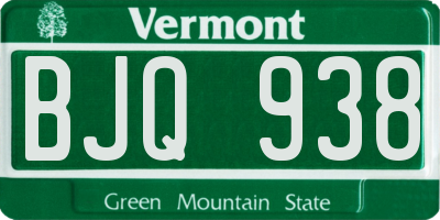 VT license plate BJQ938