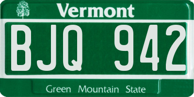 VT license plate BJQ942