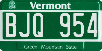 VT license plate BJQ954