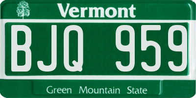 VT license plate BJQ959