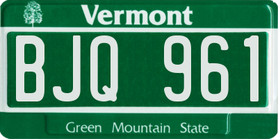 VT license plate BJQ961