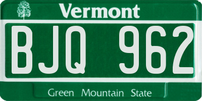 VT license plate BJQ962
