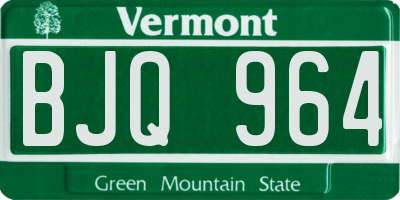 VT license plate BJQ964