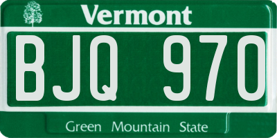 VT license plate BJQ970