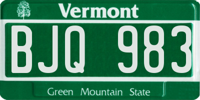 VT license plate BJQ983