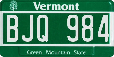 VT license plate BJQ984
