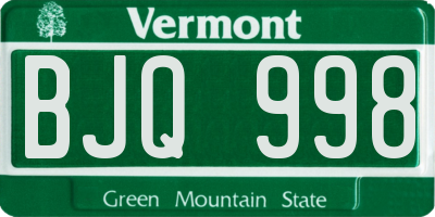 VT license plate BJQ998