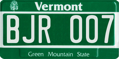 VT license plate BJR007