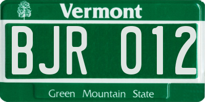 VT license plate BJR012