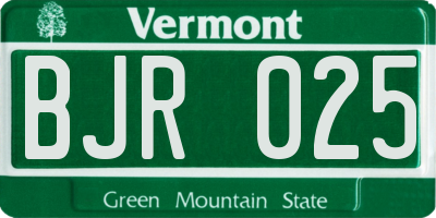 VT license plate BJR025
