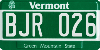 VT license plate BJR026