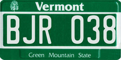 VT license plate BJR038