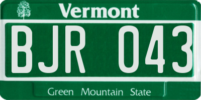 VT license plate BJR043