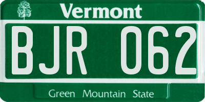 VT license plate BJR062