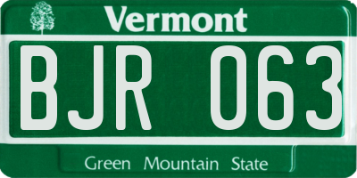 VT license plate BJR063