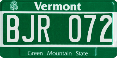 VT license plate BJR072