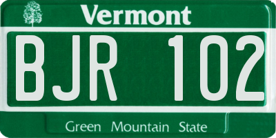 VT license plate BJR102