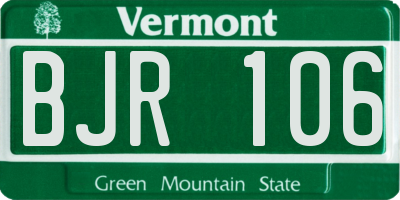 VT license plate BJR106