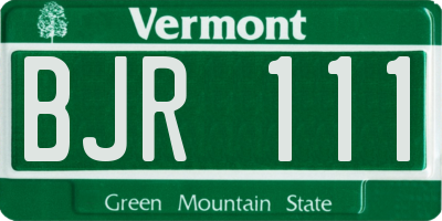 VT license plate BJR111